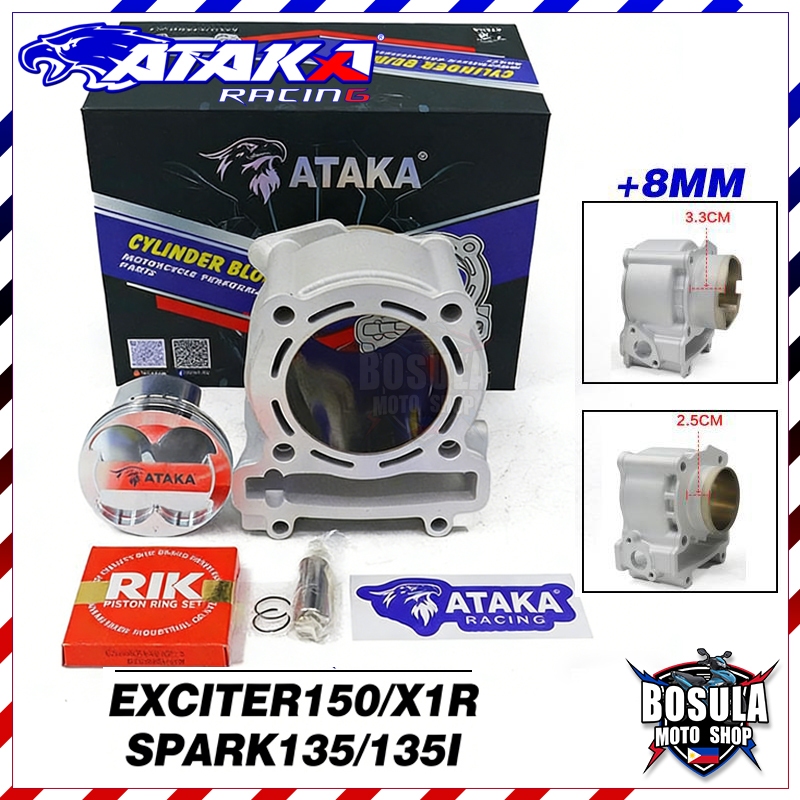 ATAKA เสื้อสูบ เซรามืก Forged Ceramics Cylinder Block Set FOR SPARK135/135i/X1R/EXCITER150 57มม.-63มม[Excluding Gaskets]