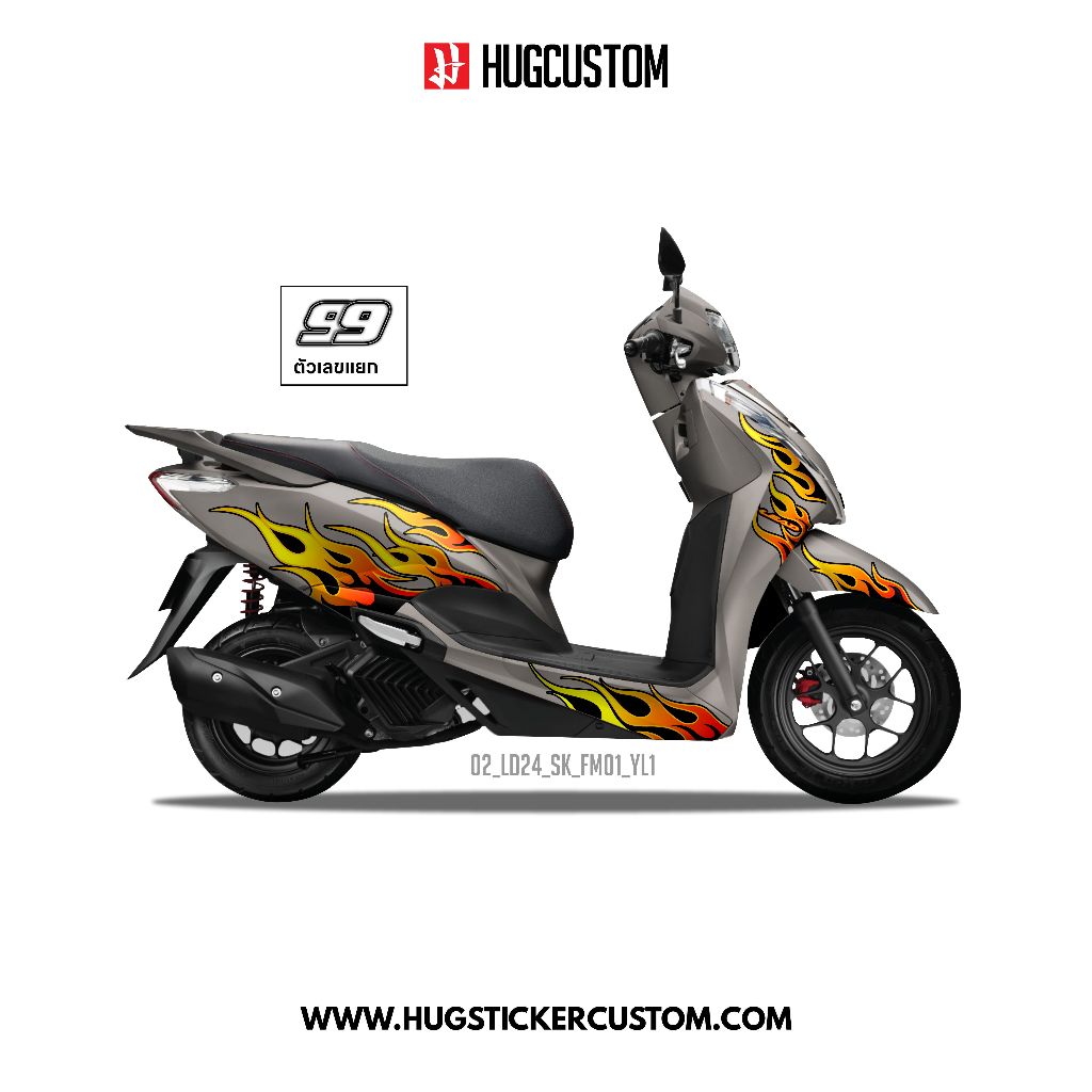 Hugsticker สติ๊กเกอร์ Lead 125 ลายไฟ (Dark Flame)