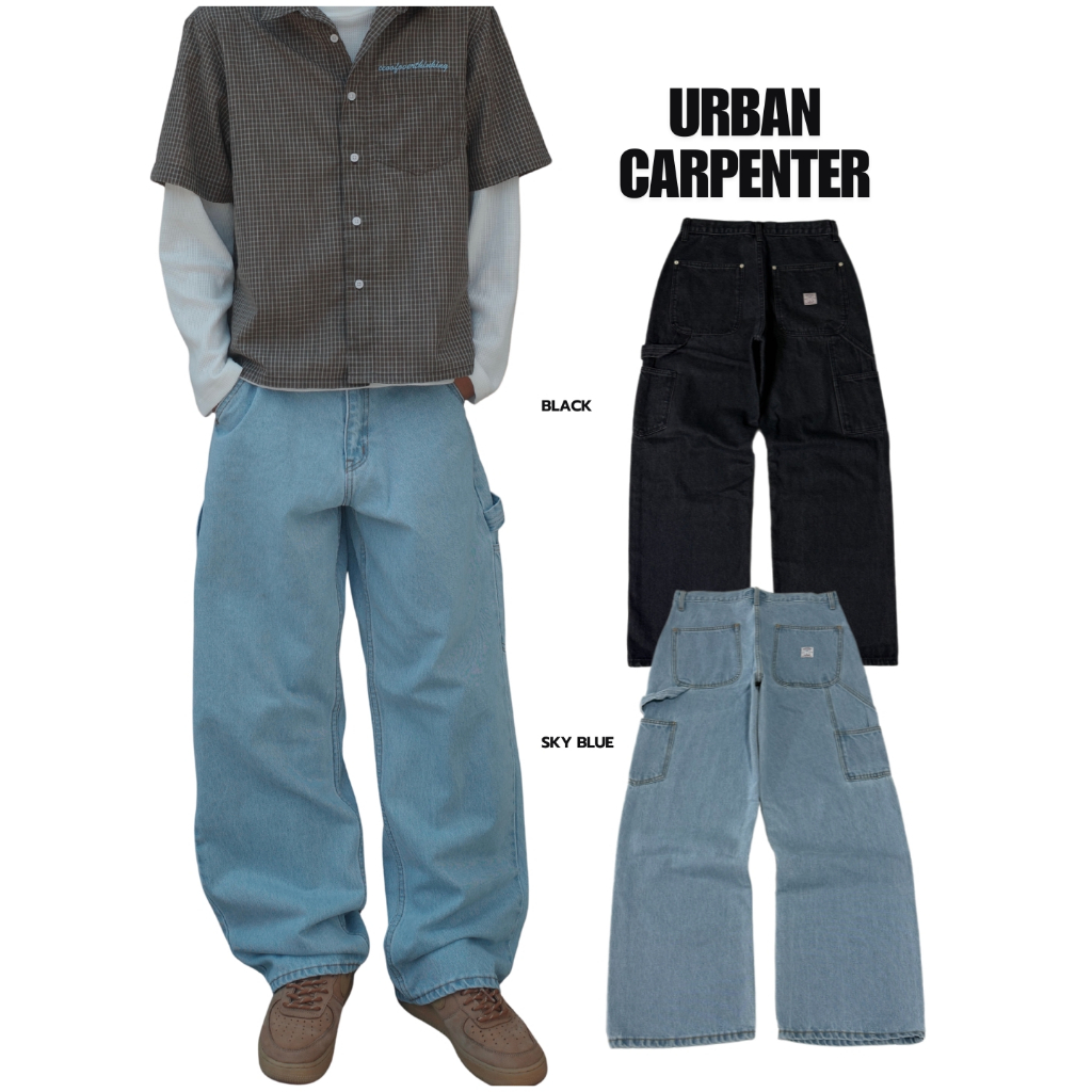 Urban Carpenter Jeans BLACK / SKY BLUE กางเกงยีนส์ทรงWorkwear