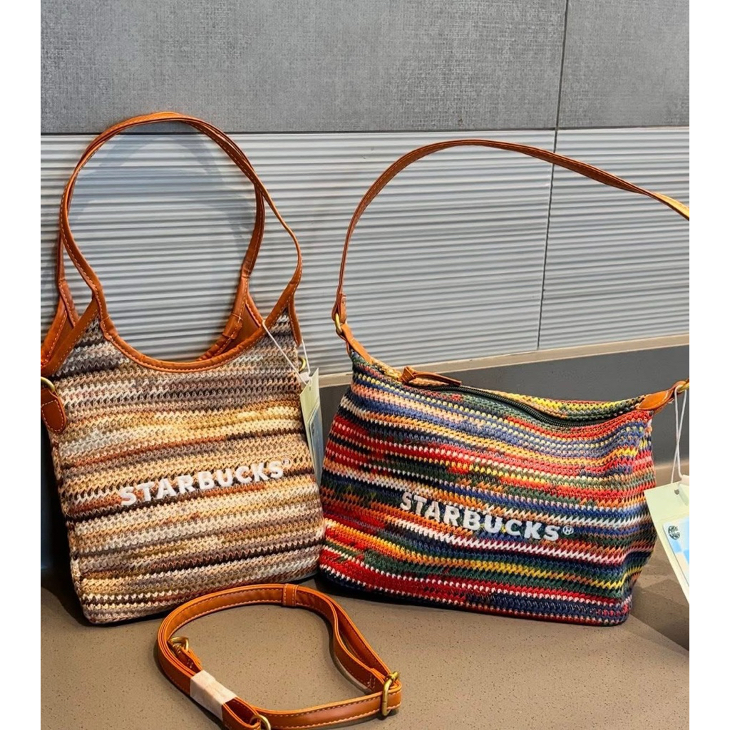 ✨Starbucks✨พร้อมส่ง‼️กระเป๋าสานcollectionล่าสุดจากจีน❤️