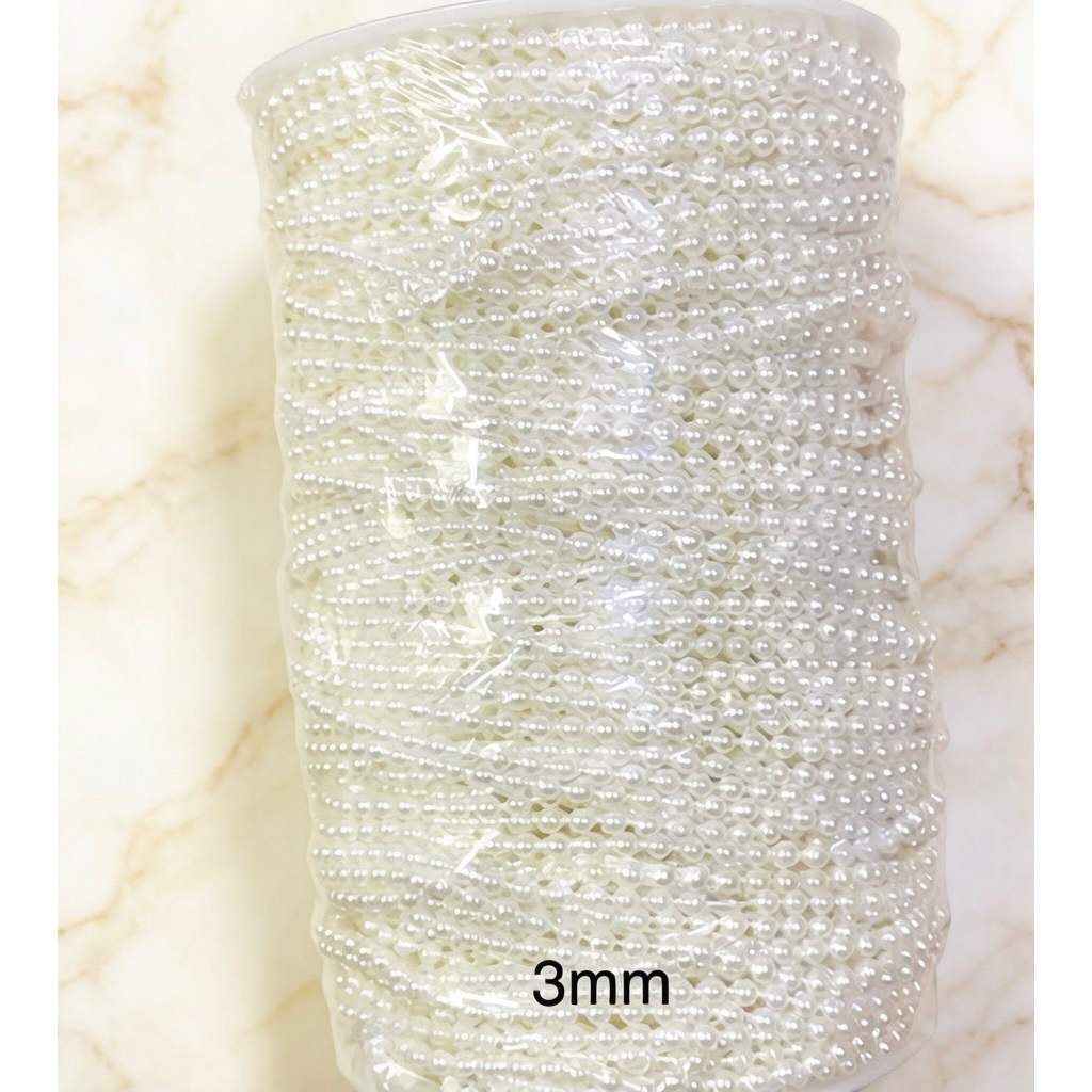 มุกเส้น สีขาว 3m/มิล ยาว100หลา สามารถใช้ตกแต่งหรืองานอื่นๆ