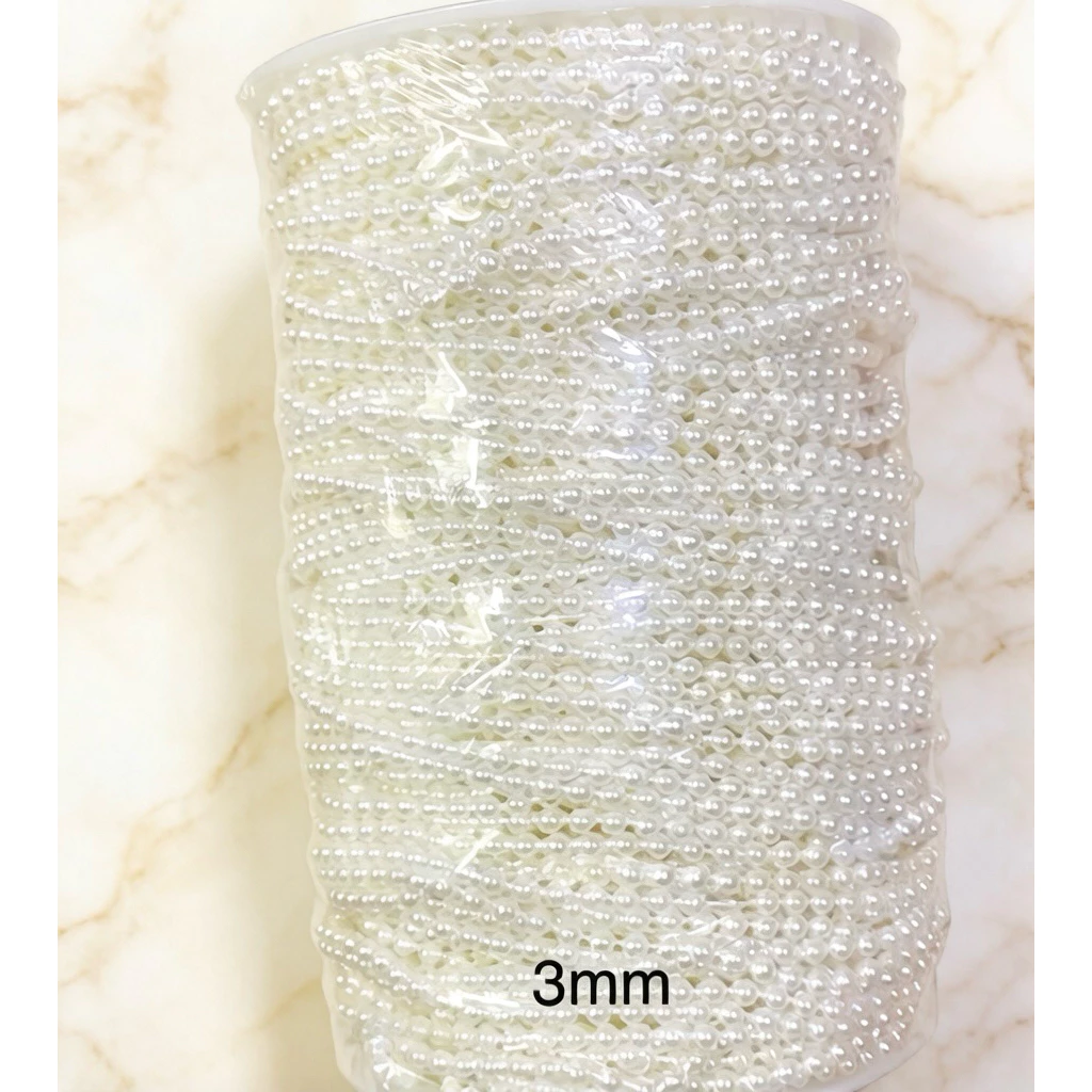 มุกเส้น สีขาว 3m/มิล ยาว100หลา สามารถใช้ตกแต่งหรืองานอื่นๆ