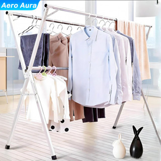 ราวตากผ้า 240cm ราวตากผ้าพับได้ ราวตากผ้าสแตนเลส พับเก็บง่าย…