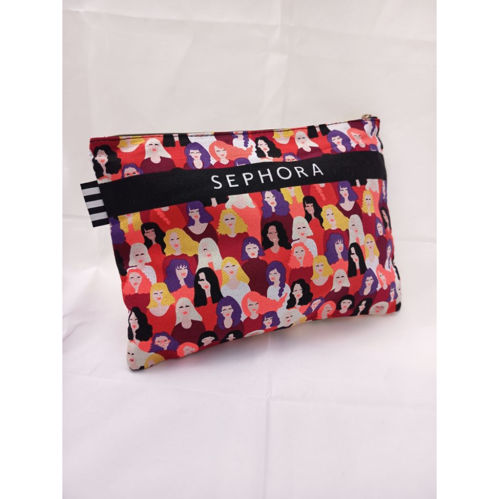 กระเป๋าเครื่องสำอาง sephora ผ้าคอตตอนพิมพ์ลายประชากรหญิง