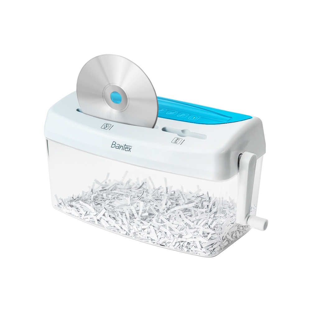 Bantex เครื่องย่อยเอกสาร 4 ลิตร เครื่องทำลายเอกสาร ใช้มือหมุน ย่อยCD/บัตรแข็งได้ Paper shredder