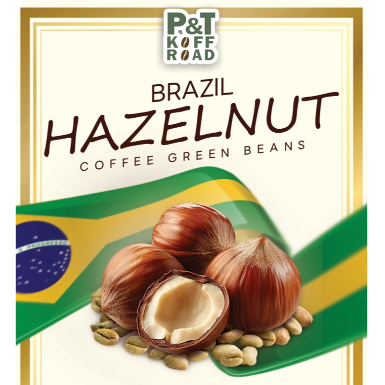 เมล็ดกาแฟดิบ Brazil Hazelnut  : Green Bean Brazil . Special Process บรรจุ 500g. - 1 kg. P&T KoffRoad