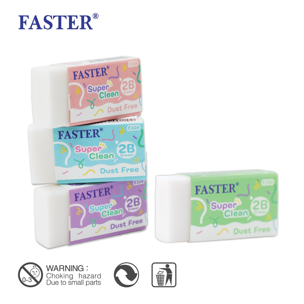 FASTER (ฟาสเตอร์) ยางลบดินสอ ซุปเปอร์คลีน ยกกล่อง New Look รหัส E108