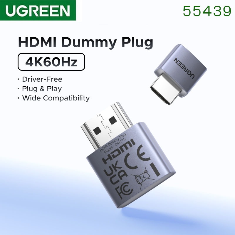 UGREEN CM 775 HDMI Dummy Plug 4K60Hz Dummy Plug  LED รองรับ Windows, macOS & Linux 55439
