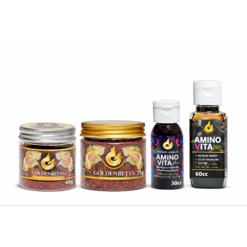 GOLDENDETTA​ อาหารเม็ดจิ๋ว+AMINOVITA​ สำหรับปลากัดและปลาสวยงาม