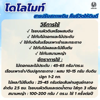 โดโลไมท์ผง 1ถุง ขนาด 2 กก. สารปรับสภาพดิน สารปรับสภาพดน้ำ ปรับ pH ดินและน้ำ บำรุงราก ตราเหยี่ยวดำ