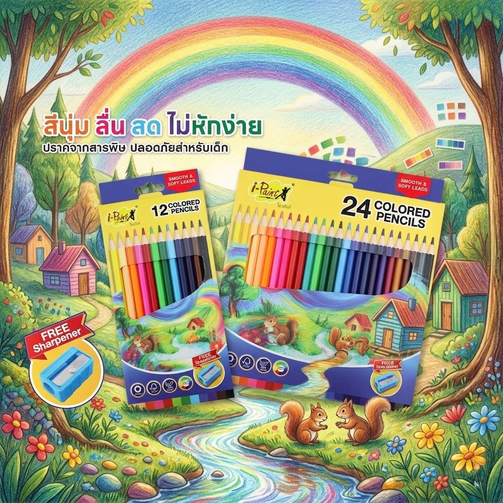 NEW! ดินสอสีไม้ i-Paint (COLORED PENCILS) ระบายสนุก ปลุกพลังสร้างสรรค์ให้เต็มร้อย!