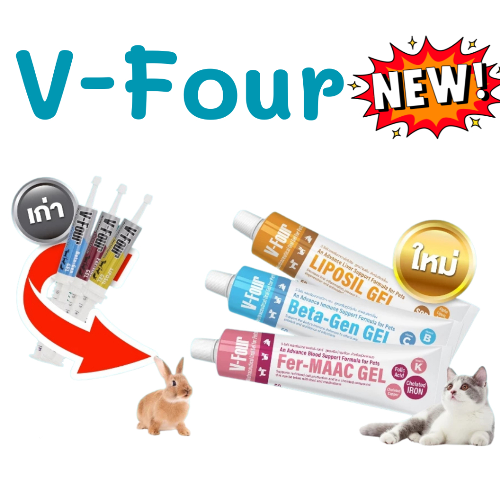 V-Four Nutraceutical Oral Gel วีโฟร เจลเสริมอาหาร สำหรับสัตว์เลี้ยง 50g.exp.06/2027
