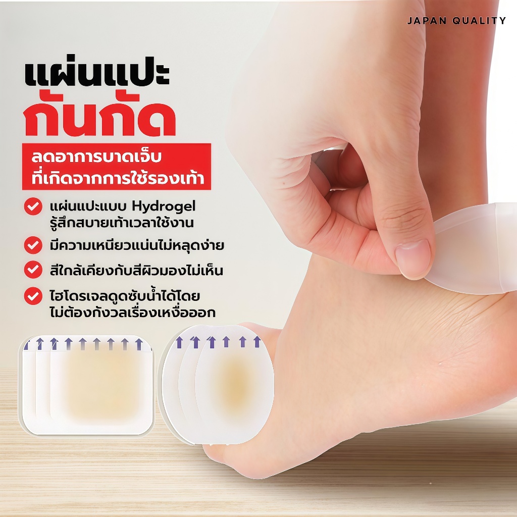 พลาสเตอร์ปิดแผลพุพองแบบไฮโดรคอลลอยด์ 20 ชิ้น พร้อมสติกเกอร์ส้นเท้าป้องกันการสึกกร่อน อุปกรณ์ดูแลเท้า