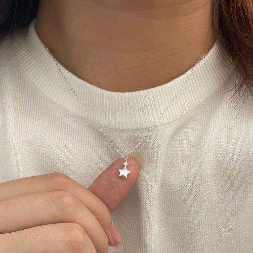 Earringsody: sody504 สร้อยคอเงินแท้925 สร้อยคอดาวเพชร สร้อยคอดวงดาว