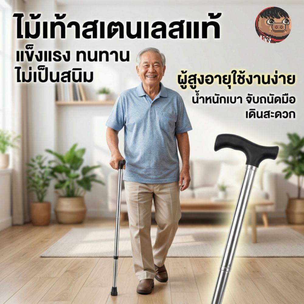 ไม้เท้าพับได้สำหรับผู้สูงอายุนี้ทำจากโลหะผสมอลูมิเนียม ปรับระดับได้ 10 ระดับ แข็งแรงทนทาน กันลื่น และเหมาะสำหรับผู้ป่วยท