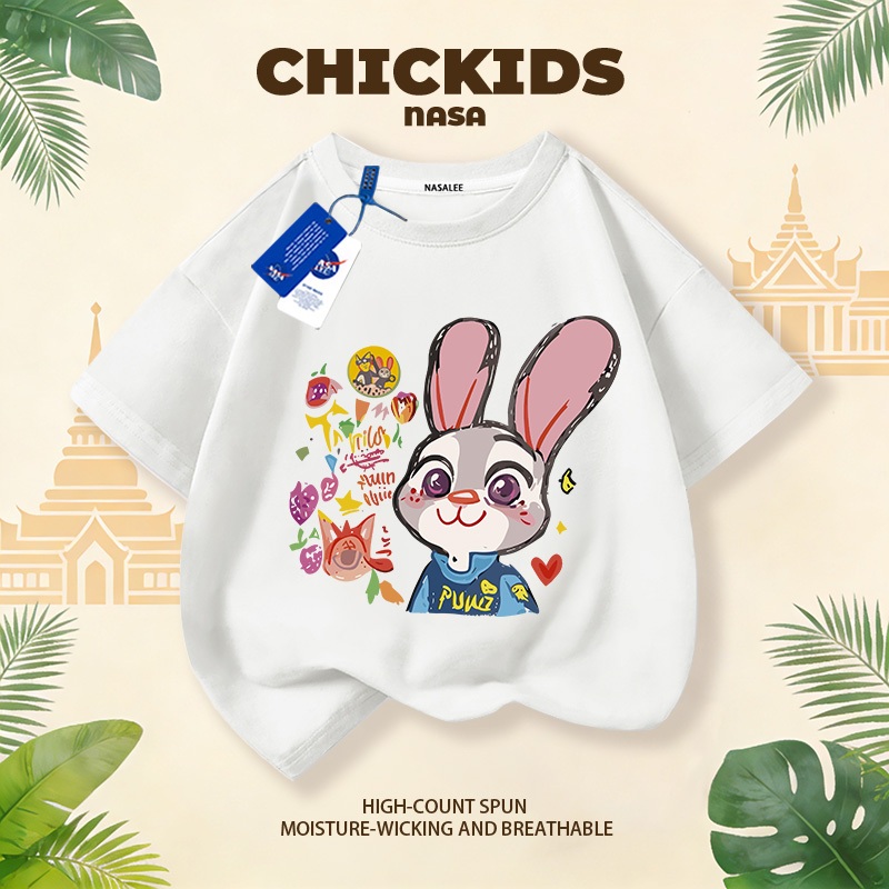 【จัดส่งภายใน 48 ชม.】 เสื้อยืด NASA ลายจูดี้ น่ารัก สำหรับเด็กผู้หญิง ผ้าคอตตอนนุ่มสบาย ใส่ได้ทุกวัน