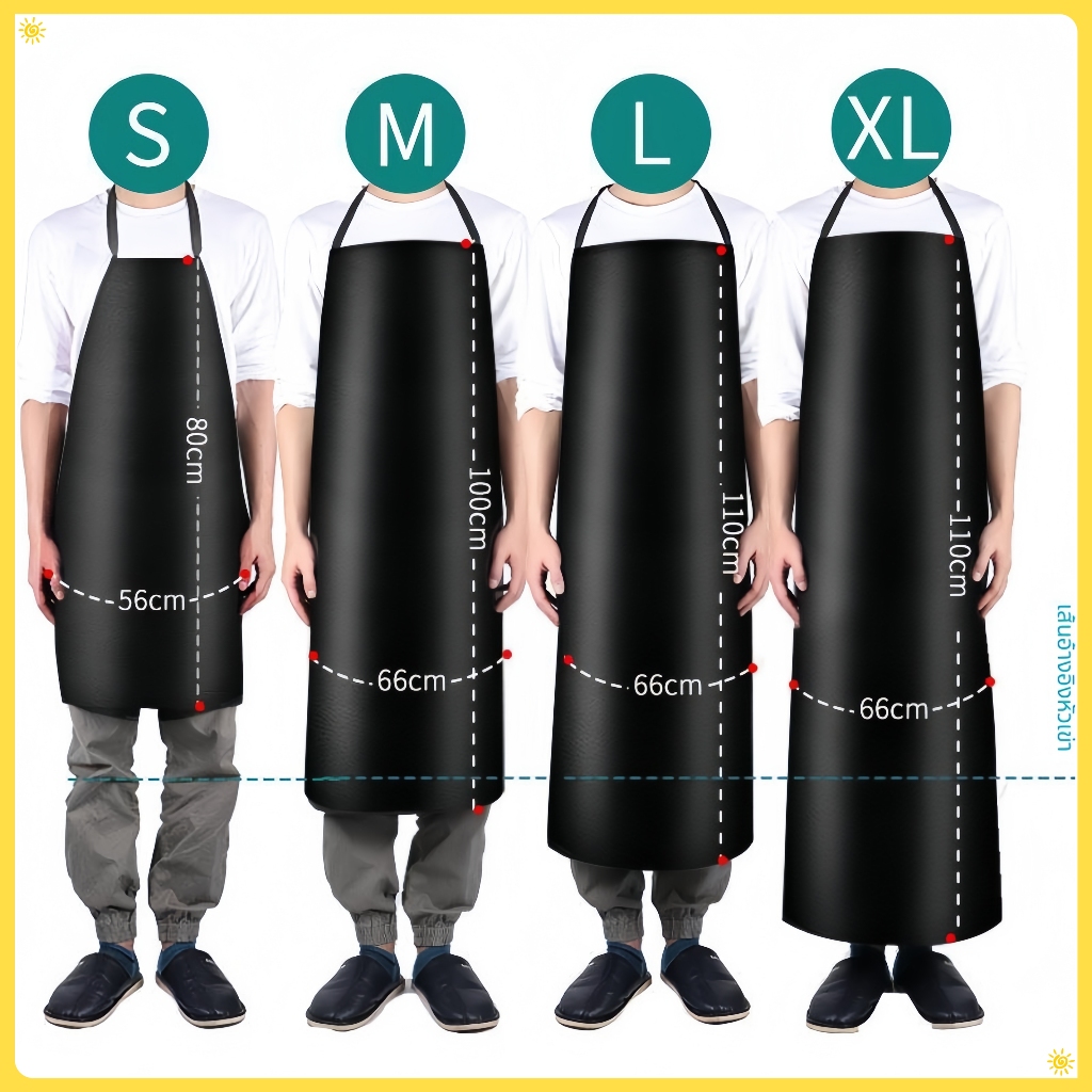 S/M/L/XL กันน้ําและกันน้ํามันระดับพรีเมียม กันน้ํามัน 100% สีดํา สําหรับล้างรถยนต์ โรงงาน ตัดหญ้า ผ้ากันเปื้อนหนัง PVC