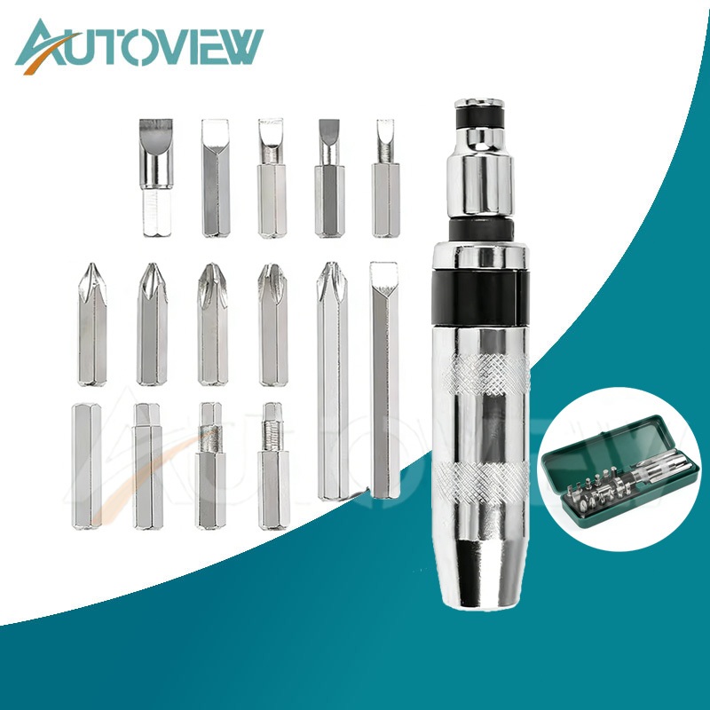 Autoview ไขควงตอกกระแทก พร้อมดอกไขควง 16 ดอก เกรดเหล็ก CRV แท้ใช้ขันน็อต-คลายน็อต ที่ขันแน่น พร้อมกล่องเหล็ก