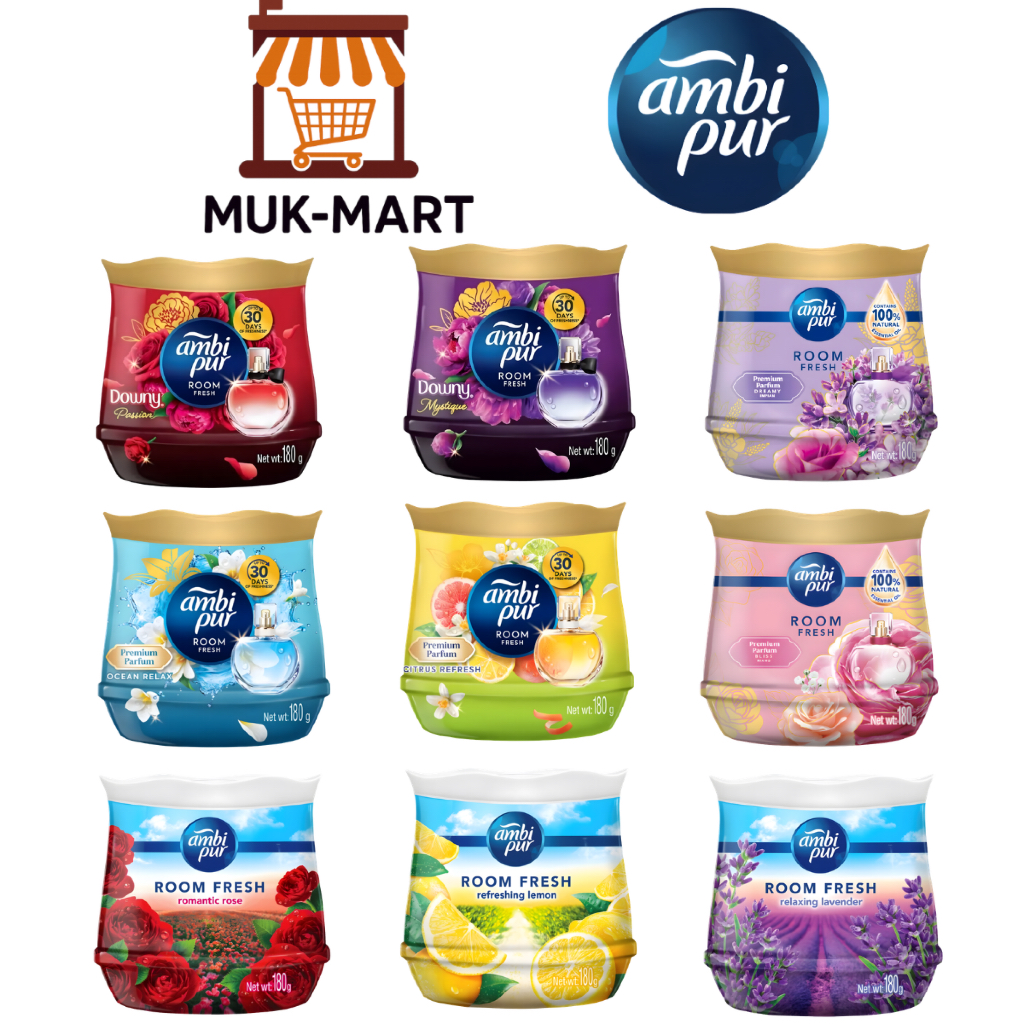 AMBIPUR เจลเฟรช 180G – Mystique, Bliss, Lavender, Downy, Lemon Grass, Romantic Rose