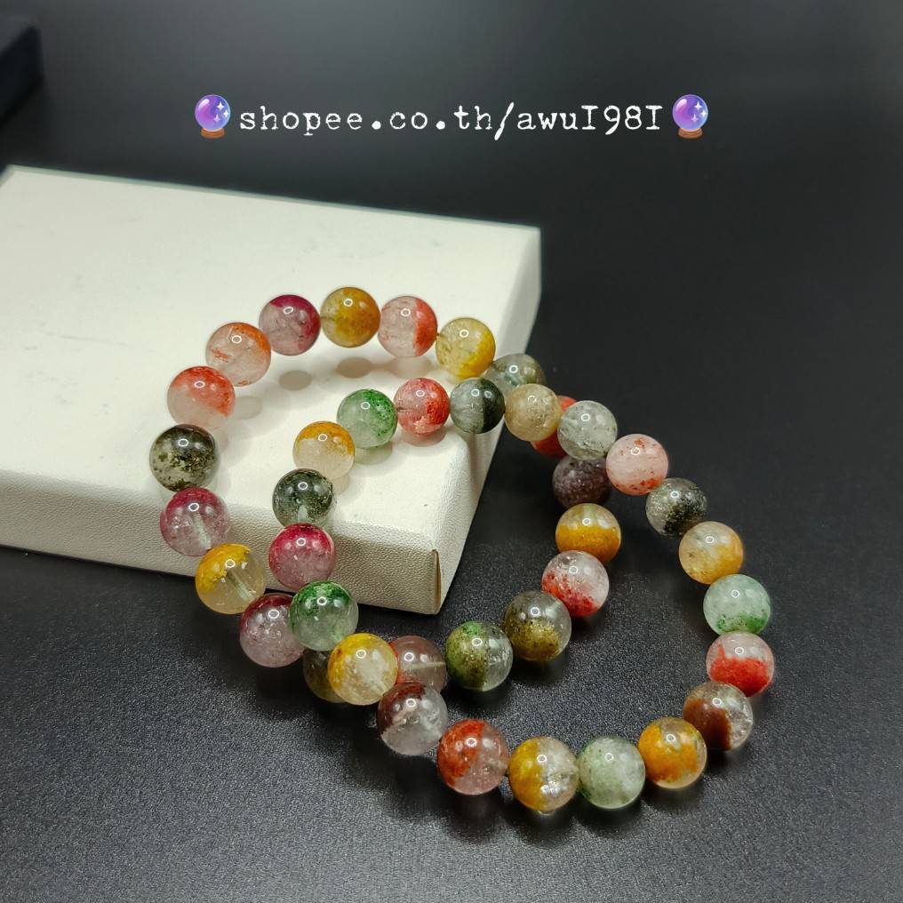 กำไลข้อมือแก้วโป่งข่าม5สี(MulticolorPhantom Quartz)  หินแห่งความเพิ่มพูนทรัพย์สิน