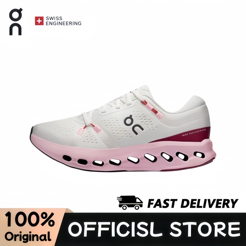 On Cloudsurfer 2 Ivory Peony รองเท้าวิ่งลำลองที่นุ่มสบาย เหมาะสำหรับทั้งชายและหญิง สีขาว