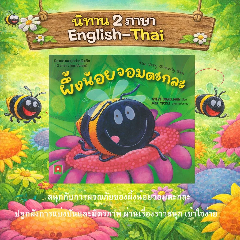 Aksara for kids หนังสือเด็ก นิทาน 2 ภาษา ผึ้งน้อยจอมตะกละ