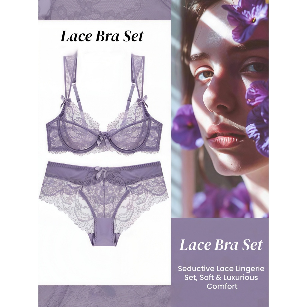 💜Romantic💜ny116 บราลูกไม้ โครงเหล็กสวยงาม ใส่เซ็กซี่ ลายลูกไม้ละเอียดอ่อน 3 สีให้เลือก (แดง/ม่วง/ดำ)