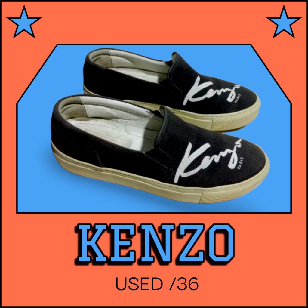 [ของแท้] รองเท้า Kenzo Paris Slip-on สีดำ (Made in Portugal) ไซส์ 36 สภาพดี