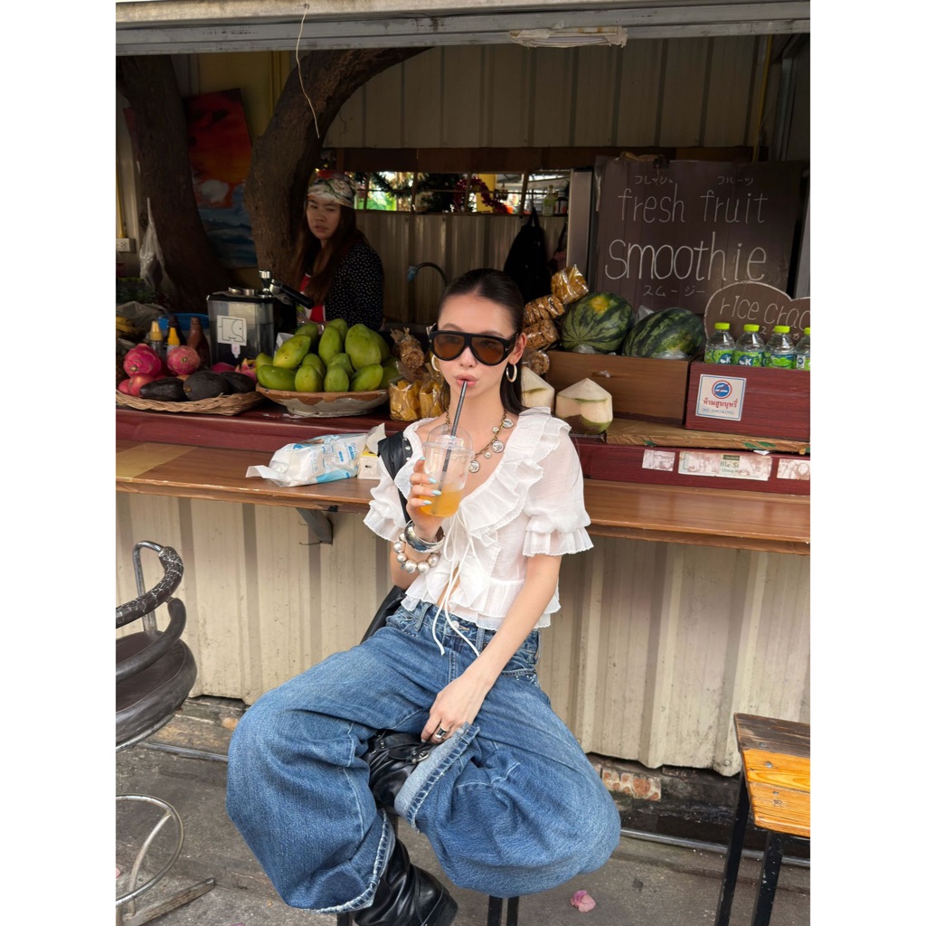 ✨🇰🇷 chiffon blouse เสื้อแต่งระบาย สไตล์เกาหลี ✨🇰🇷
