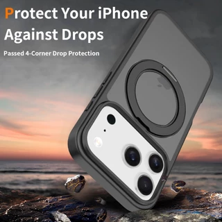 SUPHIAR for iPhone 17 Pro Max เคส 16 15 14 13 หมุน 360° มีขาตั้ง ใสกึ่งทึบ กันกระแทก ชาร์จไฟแม่เหล็ก แข็งแรง แบบผิวด้าน