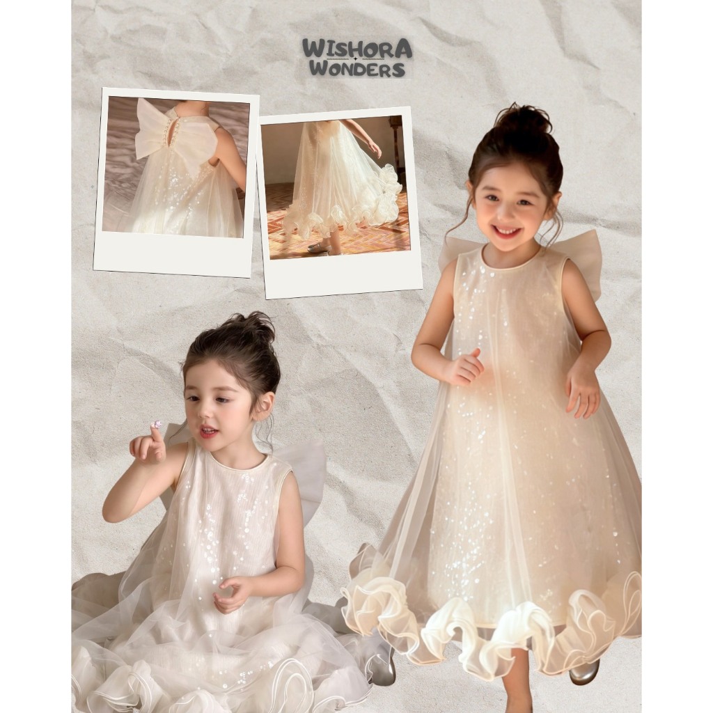 WISHORA WONDERS 26 ss DLD260218 Sky Sparkle Dress เดรสเด็กผู้หญิง สีฟ้าฟูฟ่องสุดคิ้วท์ สไตล์เจ้าหญิง ใส่ออกงาน ลุกคุณหนู