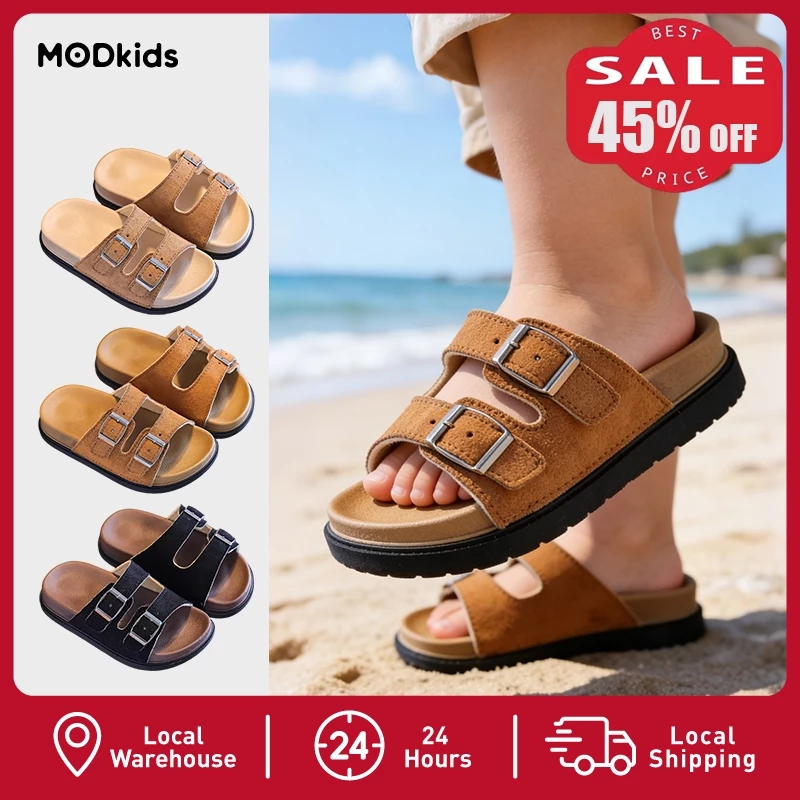 【MODkids】🔥🔥 รองเท้าแตะเด็ก สไตล์เบิร์กิน์ สวมสายสองแถบ กันลื่น ใส่สบาย สำหรับเด็กอายุ 4-12 ปี
