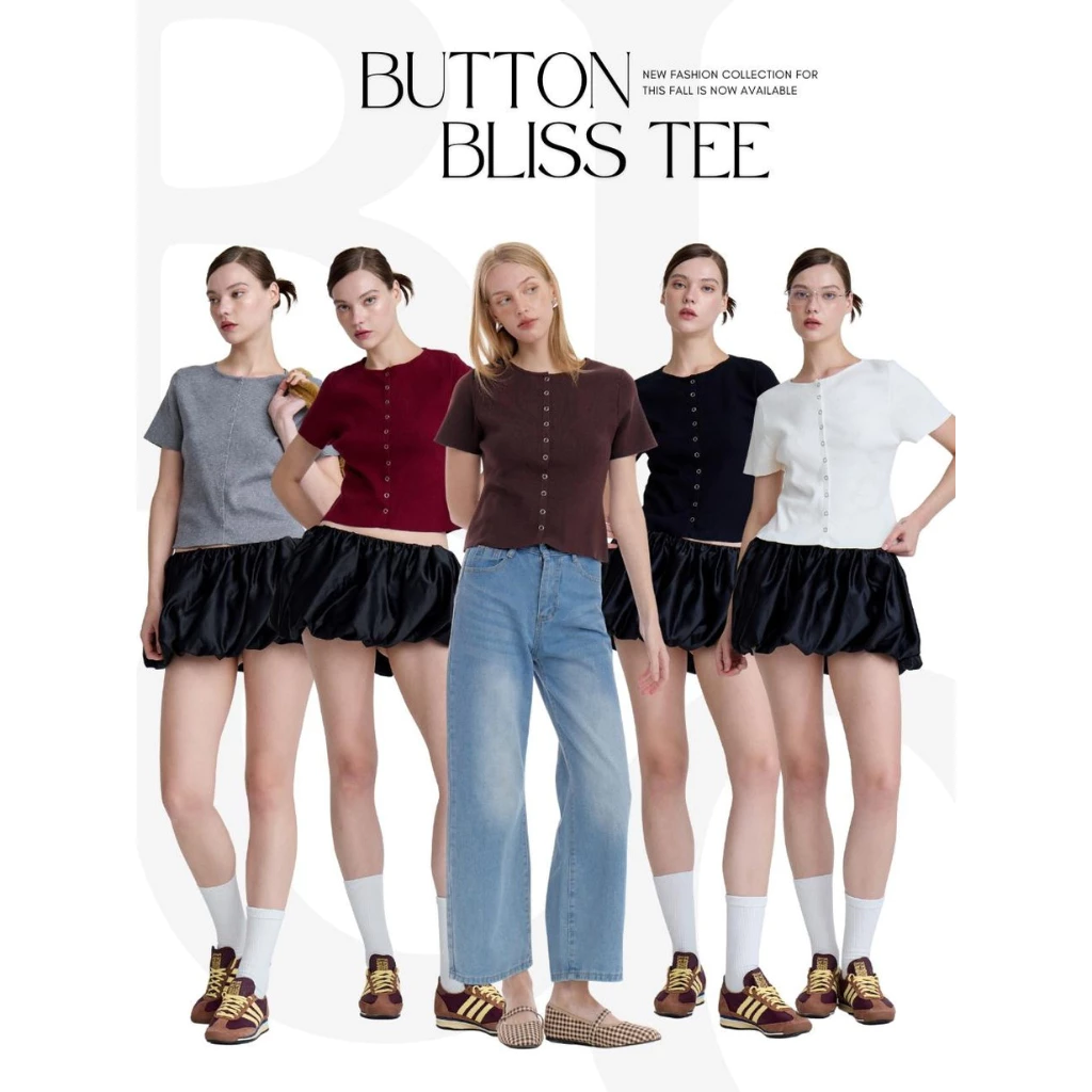 BCTS23 Button Bliss Tee - เนื้อผ้า cotton blend