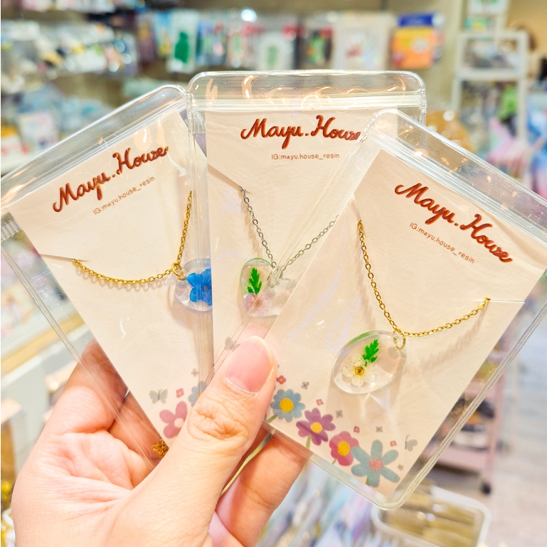 ***Inbox สอบถามลายสินค้าก่อนกดสั่งซื้อ***Flower Resin Necklace สร้อยคอประดับจี้เรซินดอกไม้ สีสันสดใส