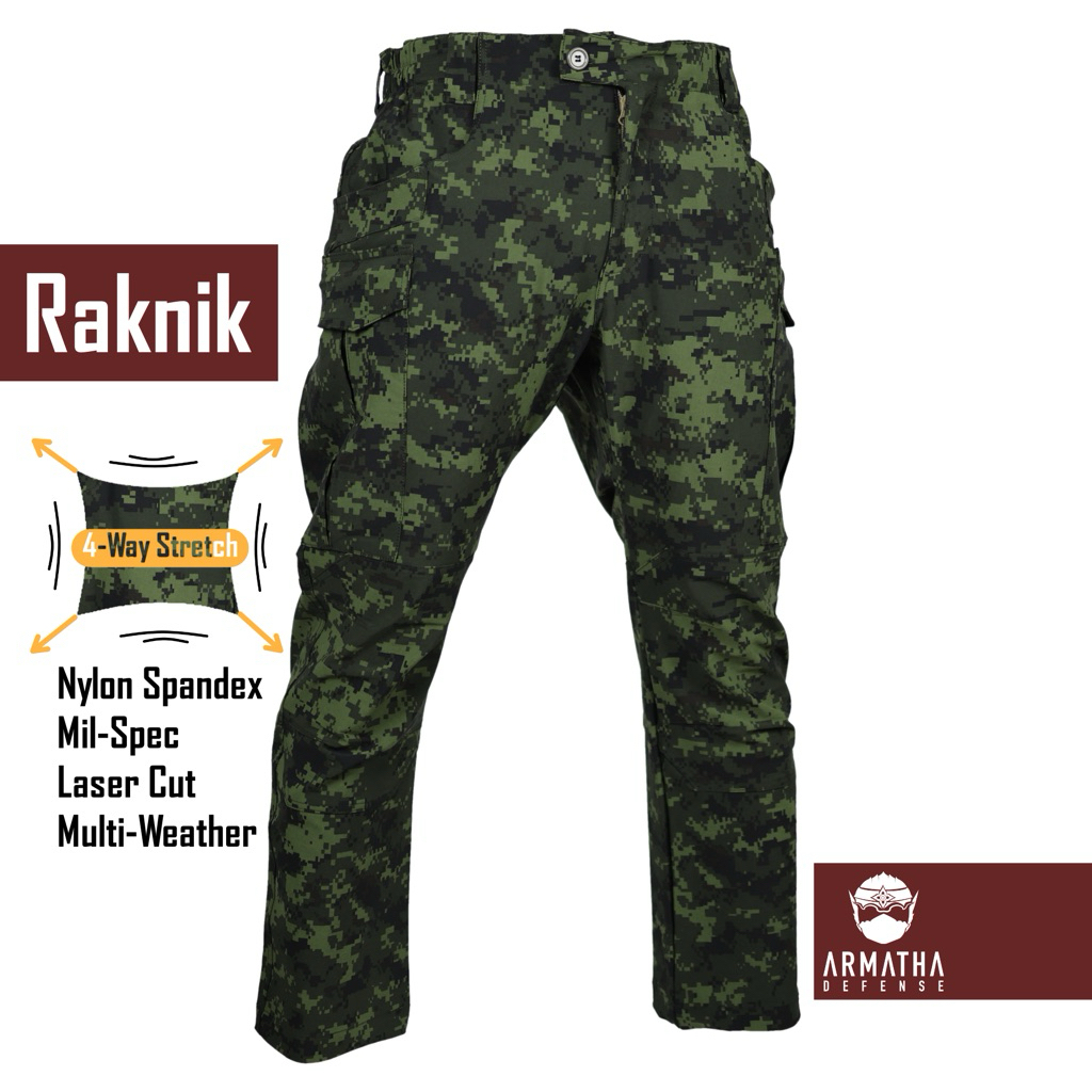 ARMATHA DEFENSE : กางเกงยุทธวิธีผ้ายืด Raknik TAF ver. ลายอธามาศ (ทบ.)