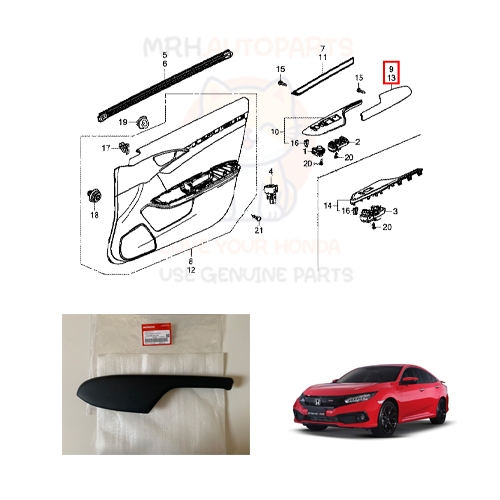 ชุดพนักเท้าแขน Honda Civic FC FK แท้ศูนย์ราคาต่อ 1 ชิ้น