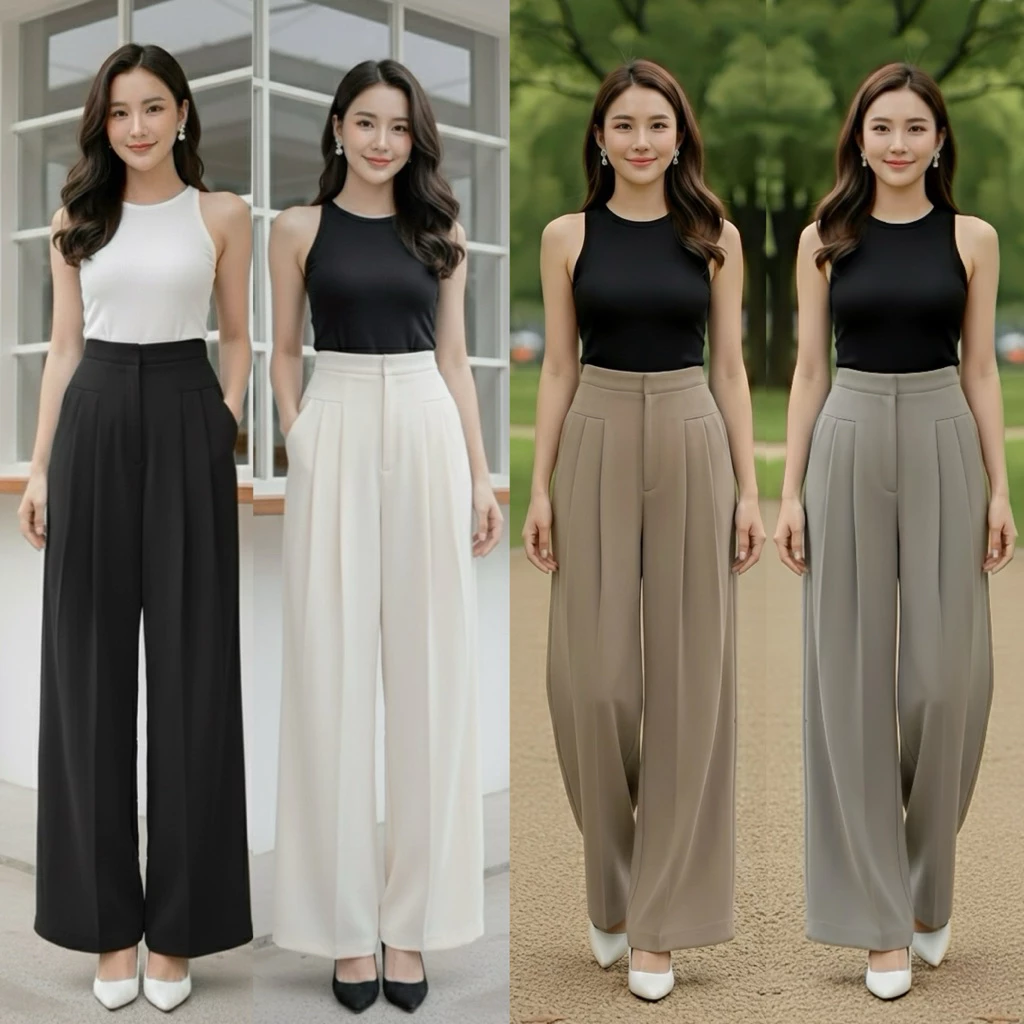 PR051 | กางเกงขายาวทรงกระบอกใหญ่(รุ่นจีบหน้า)👖👀 “S-2XL Parinrat Store