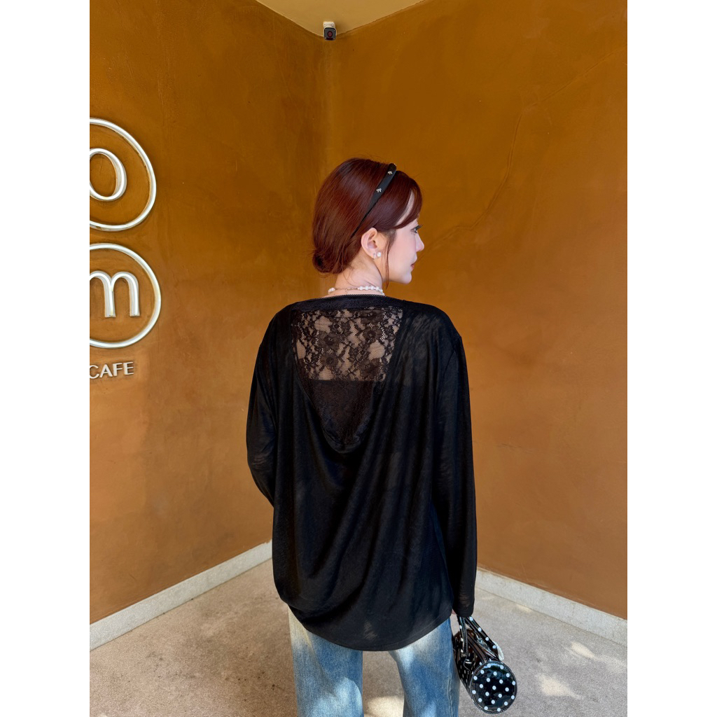 Airy Top — เสื้อแขนยาวซีทรู ดีเทลลูกไม้เปิดหลังน่ารักมากๆ ⭑｡ ° ราคา ถูกที่สุด ดีลบีเคเค แกลเลอรีภาพที่ 2