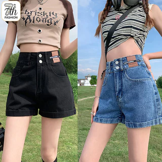 กางเกงยีนส์ขาสั้นเอวสูง ทรงหลวม ไซส์ใหญ่ S-5XL ผู้หญิง ทรงลุย ใส่แล้วขายาว เดิมๆ สไตล์เกาหลี ผ้านิ่ม ใส่สบาย