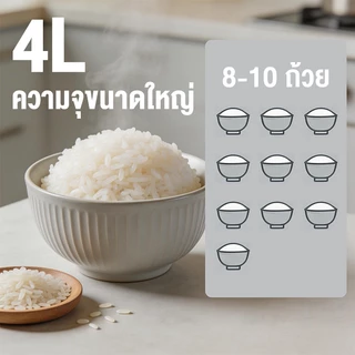 CAMEL หม้อหุงข้าวไฟฟ้า 4L 1000W สำหรับ 3-5 คน หม้อหุงข้าวอัจฉริยะ 6เมนู เคลือบไม่ติด หุงเร็ว