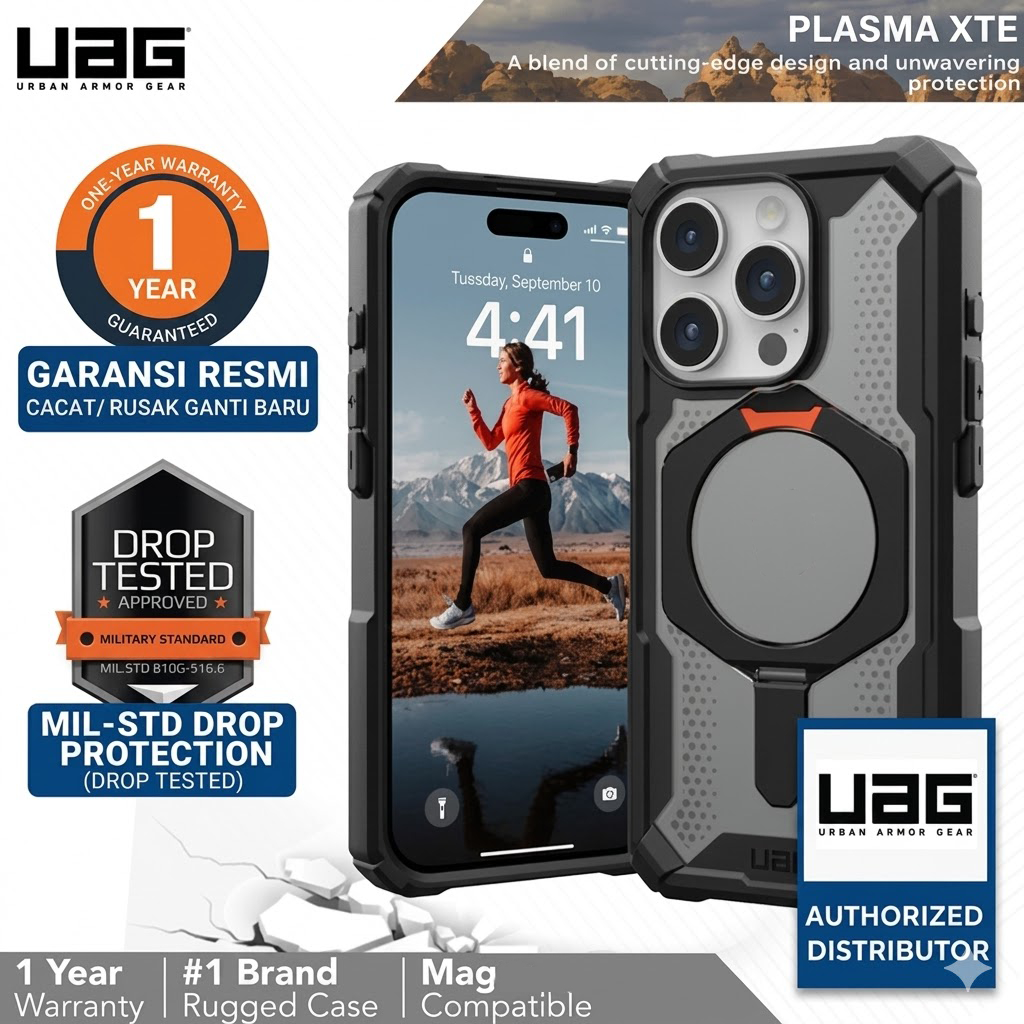 UAG Plasma XTE Magnetic เคสกันกระแทก iPhone 16 / 15 / 14 / 13 / 12 / 11 มีขาตั้ง Kickstand ดีไซน์ใส รองรับชาร์จแม่เหล็ก