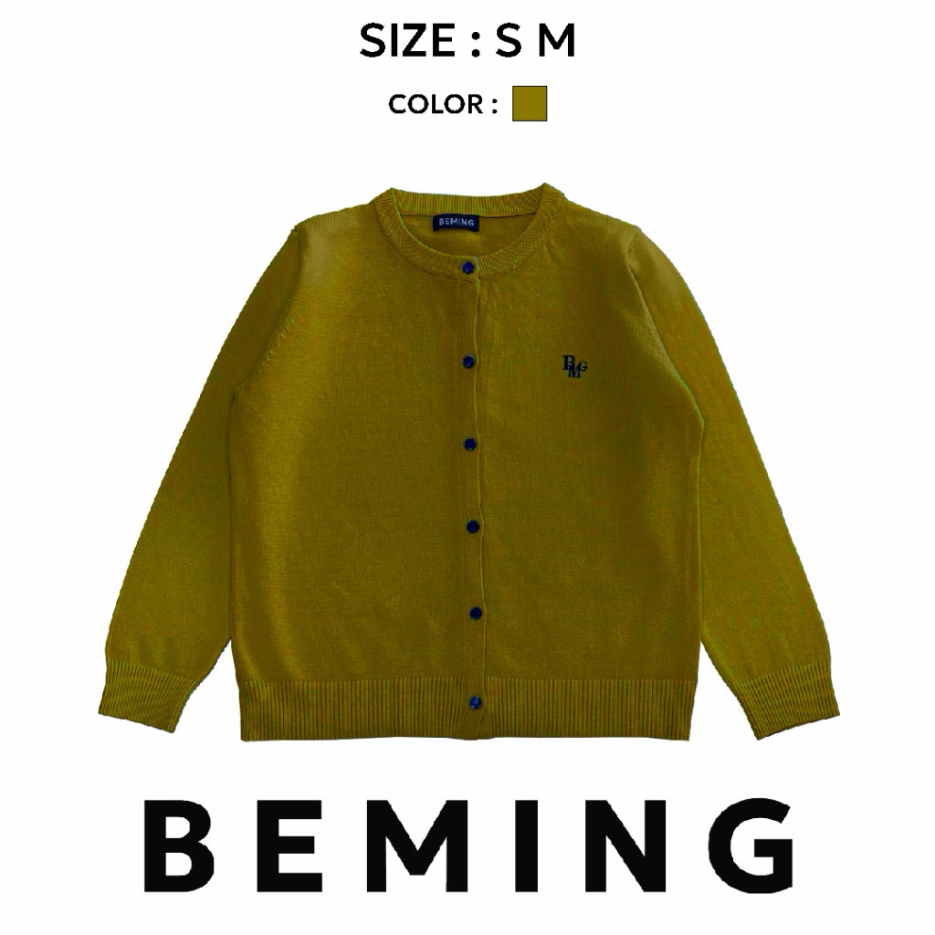 คาดิแกน Beming top651 - BMG Knit Cardigan Ver.3 สี olive size s ผ้านิ่ม ยืดหยุ่นเยอะ ไม่มีตำหนิ