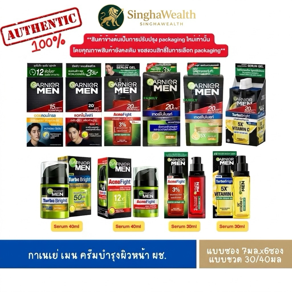 [ 1กล่อง ] Garnier Men การ์นิเย่ เมน ออย คอนโทรล เซรั่มคุมมัน แบบซอง ขนาด 7 มล. x6 ซอง (1กล่อง)