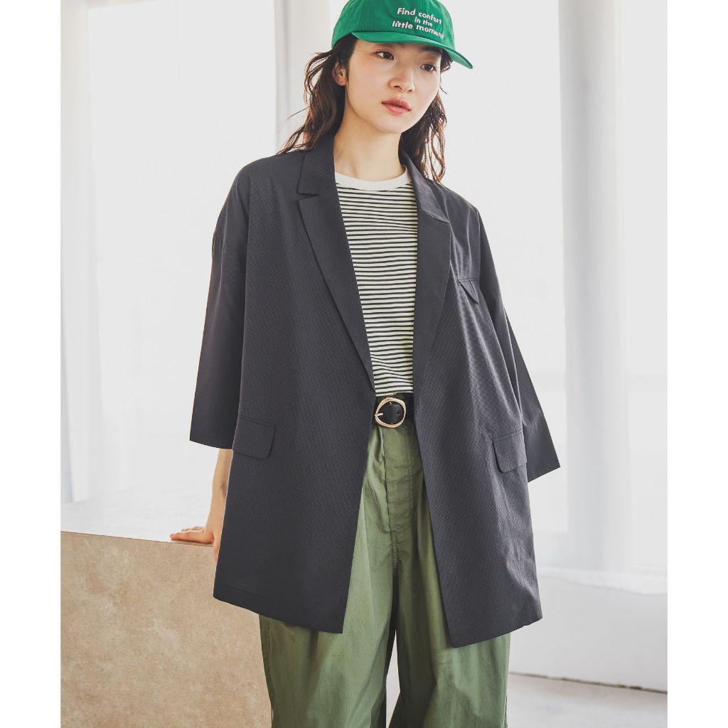 niko and ... แจ็คเก็ต ทรงหลวม ใส่สบาย พรางหุ่น Belted 5/8 Sleeve Jacket