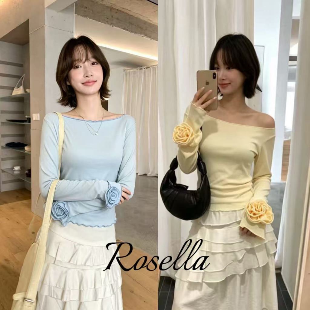 Rosella【สินค้าใหม่👗】Camellia Top เสื้อแขนยาวแต่งดอกคาลิเลีย