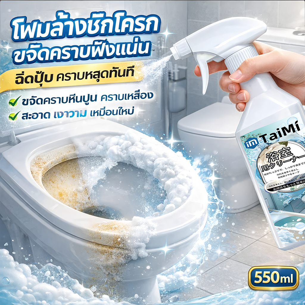 🧼สเปรย์ล้างห้องน้ำ น้ำยาล้างห้องน้ำ 550ml ขจัดคราบตะกรัน โถส้วม กระจก กระเบื้อง ฆ่าเชื้อ