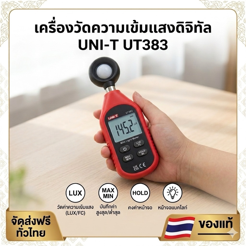 เครื่องวัดแสง 0-199,999 lux (รุ่น UT383) ลักซ์มิเตอร์ light meter เครื่องวัดความเข้มแสง lux meter วัดค่าแสง