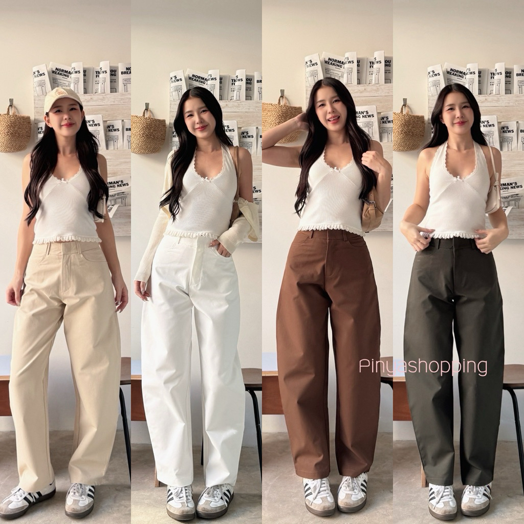 กางเกงทรงบาเรล เนื้อผ้า Soft Jeans ไม่ยืดS-3XL🆕