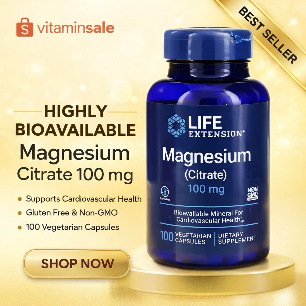 Life Extension Magnesium Citrate 100mg 100 แคปซูล แมกนีเซียม ดูดซึมดี บำรุงระบบประสาท