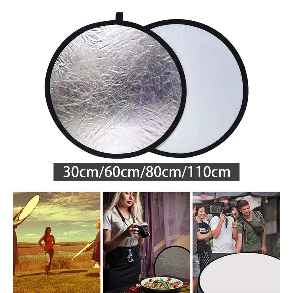 Photography 30cm/60cm/80cm/110cm 2 in 1 Sliver & White Reflector Photo Studio Light Diffuser Multi-Disc with Bag